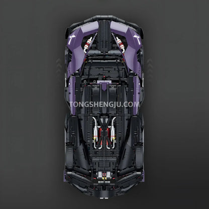 top view of guly 10643 technic bugatti bolide sports car building blocks set model car