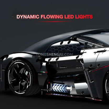 guly 10644 raceforge concept sports car building blocks set model car dynamic flowing led lights