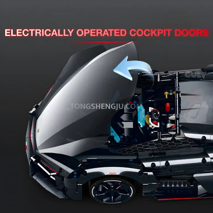 guly 10644 raceforge concept sports car building blocks set model car electric cockpit doors