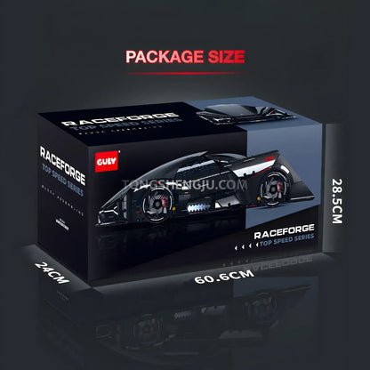 packge size of guly 10644 raceforge concept sports car building blocks set model car