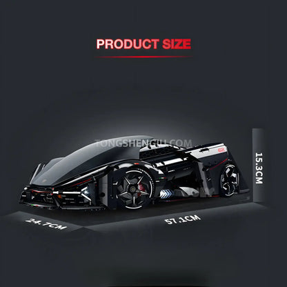 product size of guly 10644 raceforge concept sports car building blocks set model car