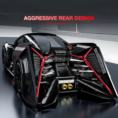 rear view of guly 10644 raceforge concept sports car building blocks set model car