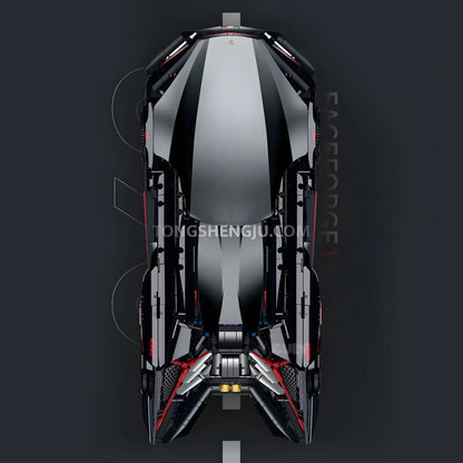 top view of guly 10644 raceforge concept sports car building blocks set model car