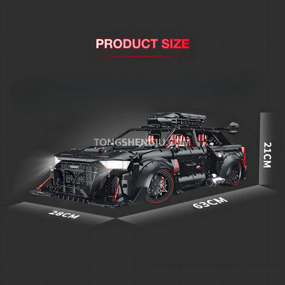 product size of guly 10645 technic audi rs6 sports car building blocks set model car