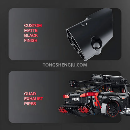 guly 10645 technic audi rs6 sports car building blocks set model car quad exhaust pipes