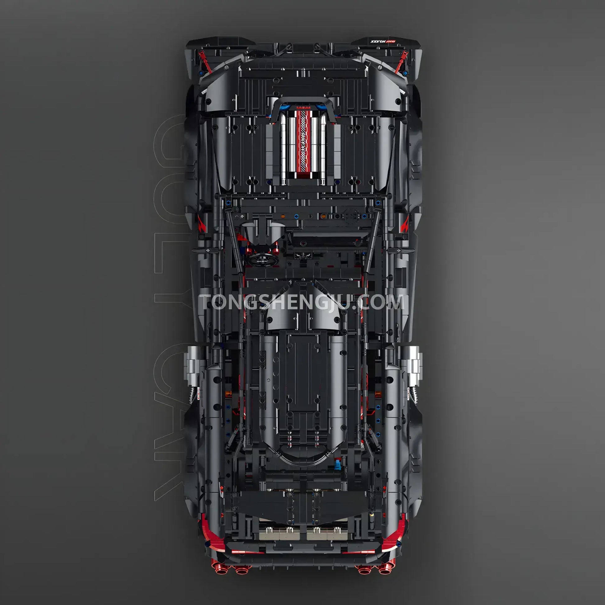 top view of guly 10645 technic audi rs6 sports car building blocks set model car