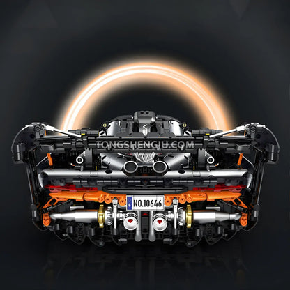rear view of guly 10646 technic mclaren senna gtr sports car building blocks set model car
