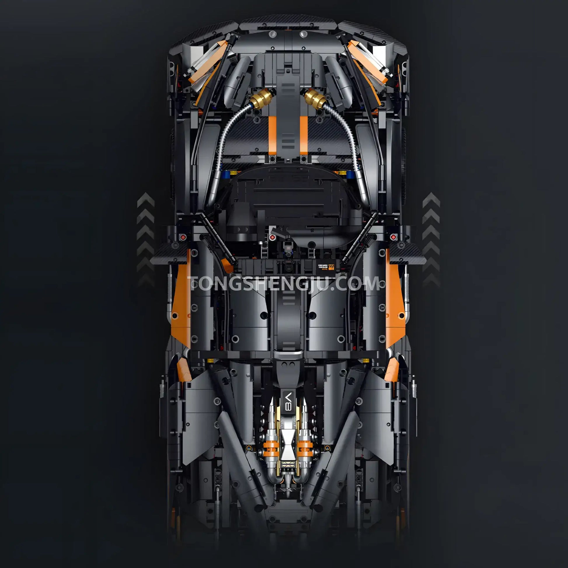 top view of guly 10646 technic mclaren senna gtr sports car building blocks set model car