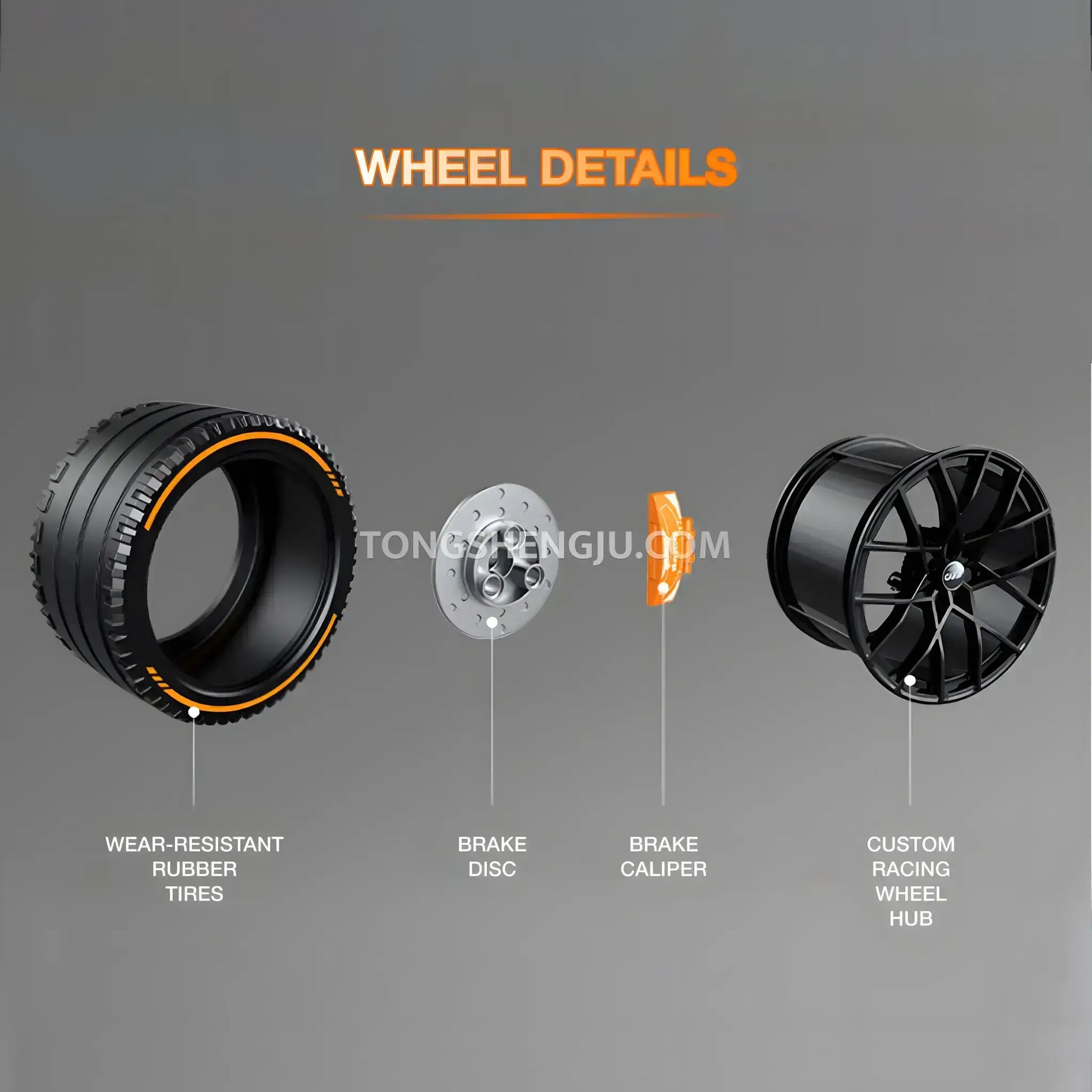 wheel details of guly 10646 technic mclaren senna gtr sports car building blocks set model car