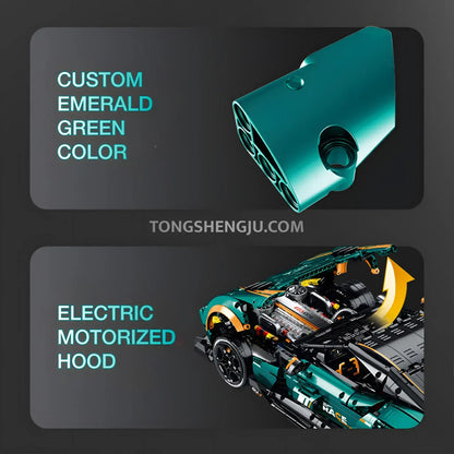 guly 10647 technic aston martin vulcan sports car building blocks set model car electric motorized hood