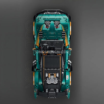 top view of guly 10647 technic aston martin vulcan sports car building blocks set model car