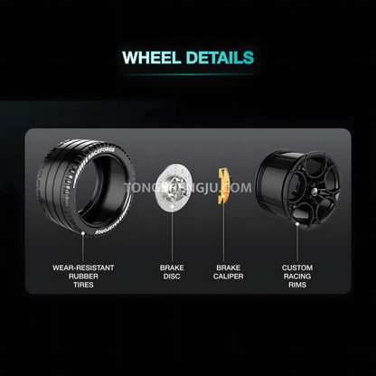 wheel details of guly 10647 technic aston martin vulcan sports car building blocks set model car
