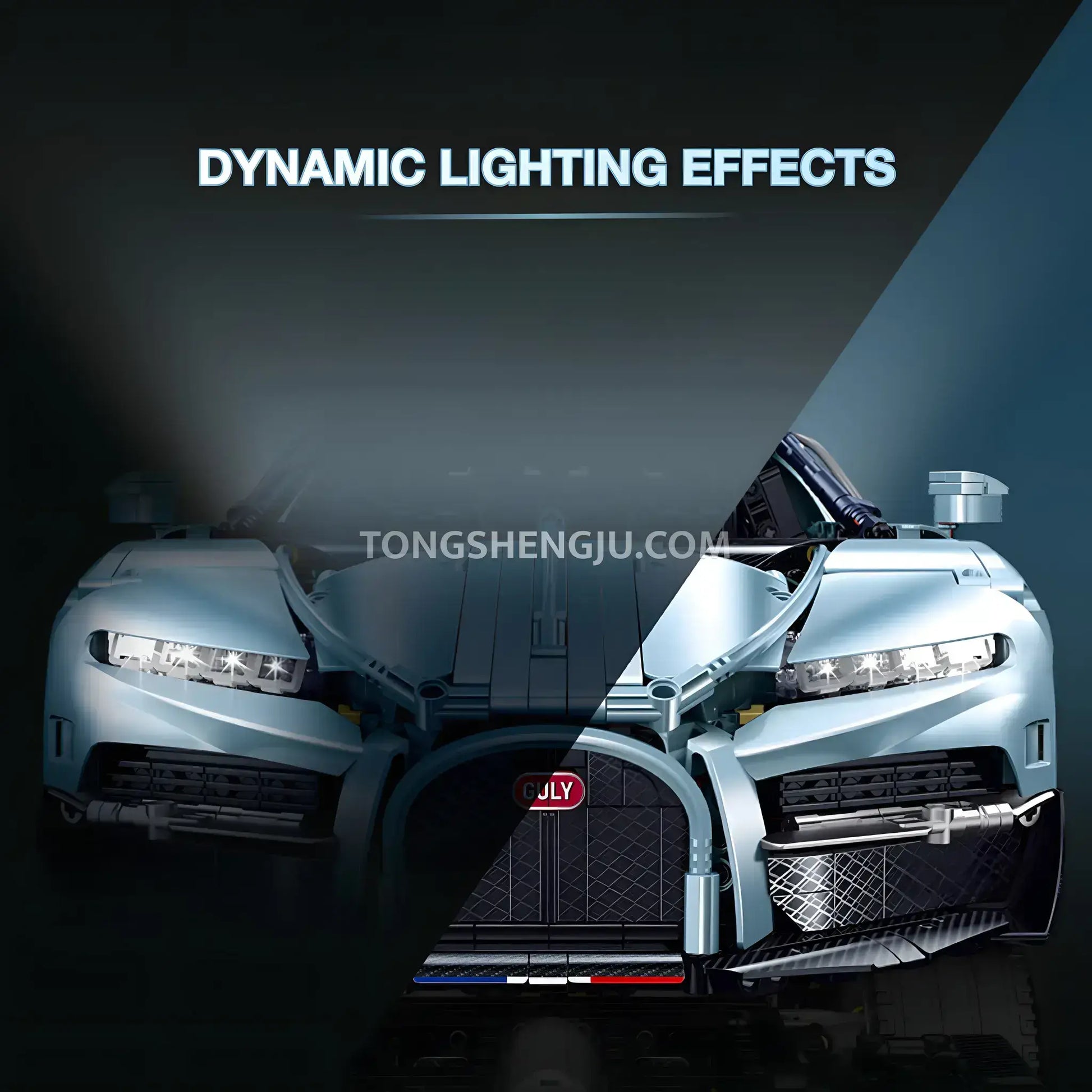 guly technic 10652 bugatti tourbillon sports car building set model car dynamic lighting effects