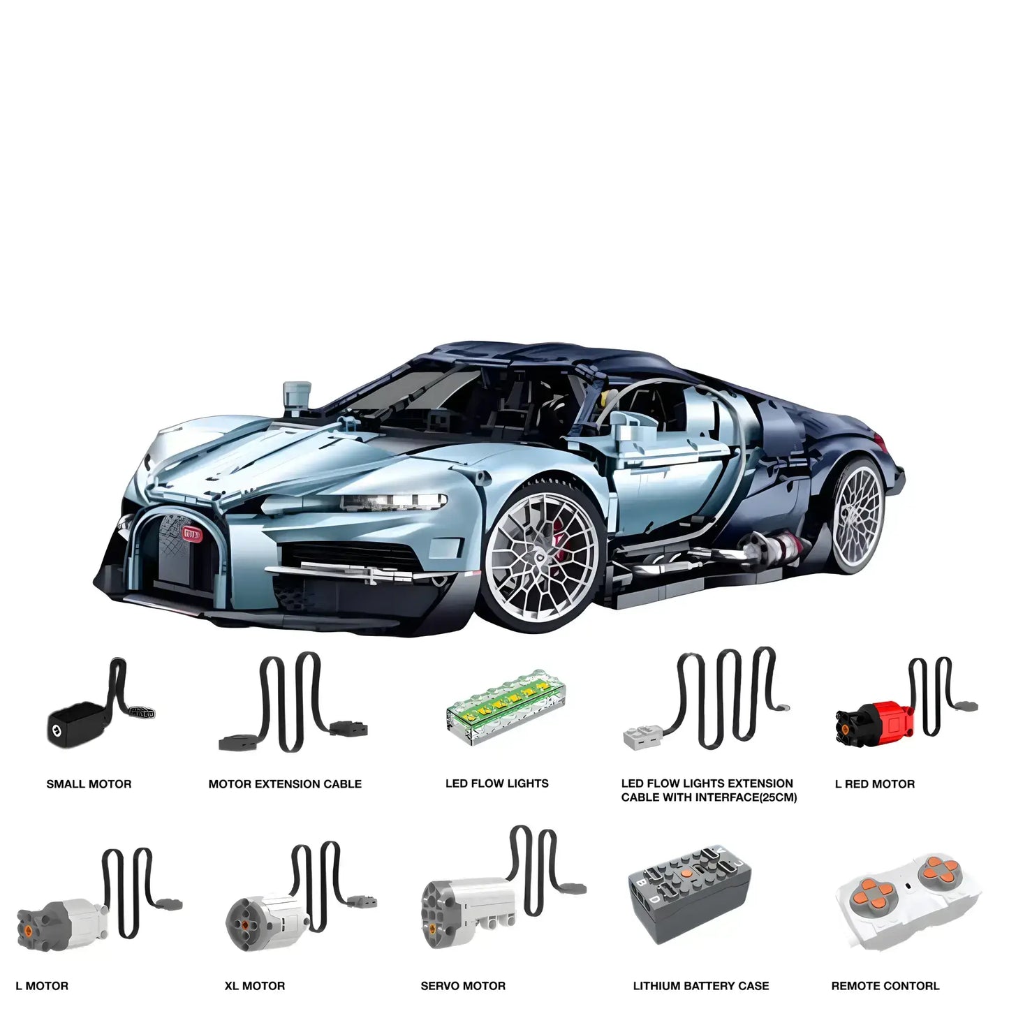 dynamic version of guly technic 10652 bugatti tourbillon sports car building set model car 