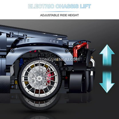 guly technic 10652 bugatti tourbillon sports car building set model car electric chassis lift