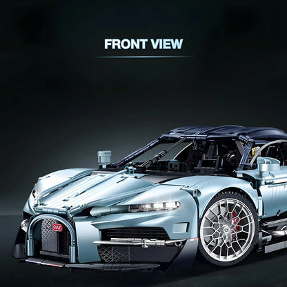front view of guly technic 10652 bugatti tourbillon sports car building set model car 