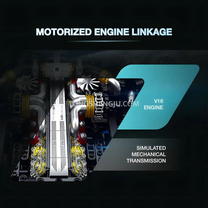 guly technic 10652 bugatti tourbillon sports car building set model car motorized engine linkage