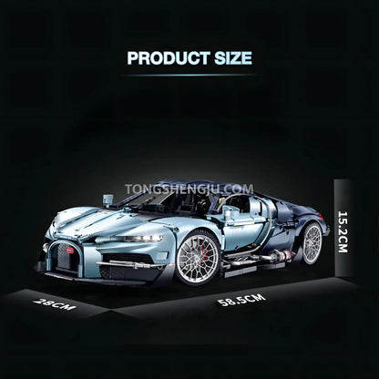 product size of guly technic 10652 bugatti tourbillon sports car building set model car 