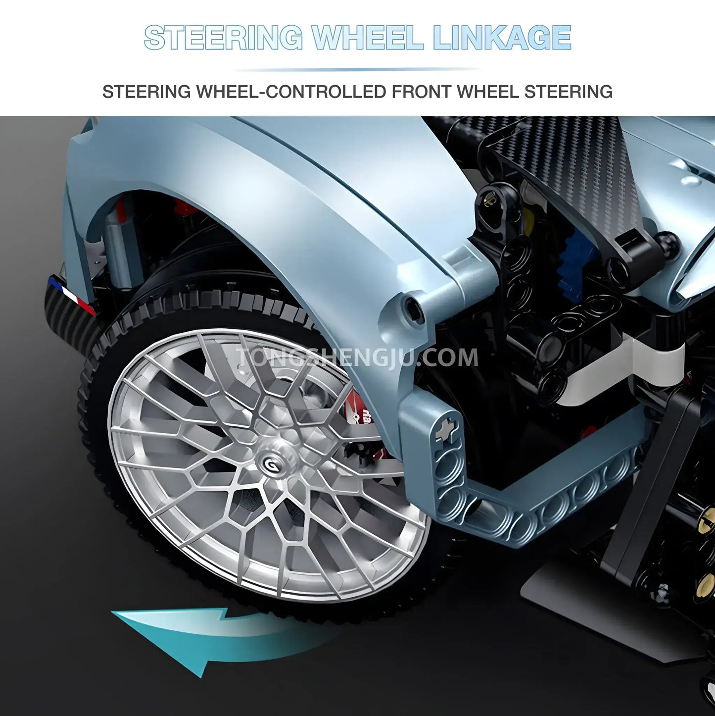 guly technic 10652 bugatti tourbillon sports car building set model car steering wheel linkage