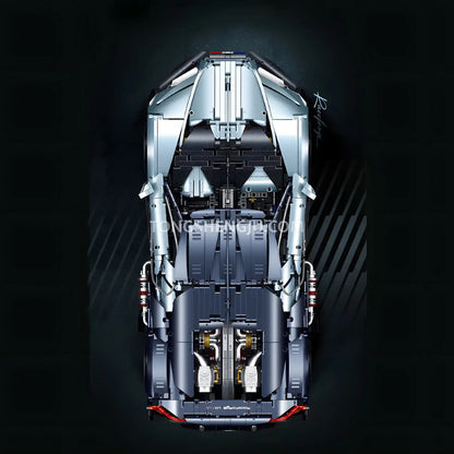 top view of guly technic 10652 bugatti tourbillon sports car building set model car 