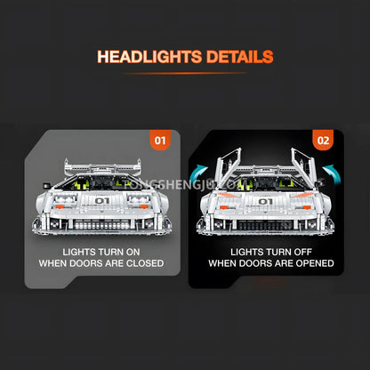 guly 10649 technic lamborghini lp5000 sports car building blocks set model car headlights details