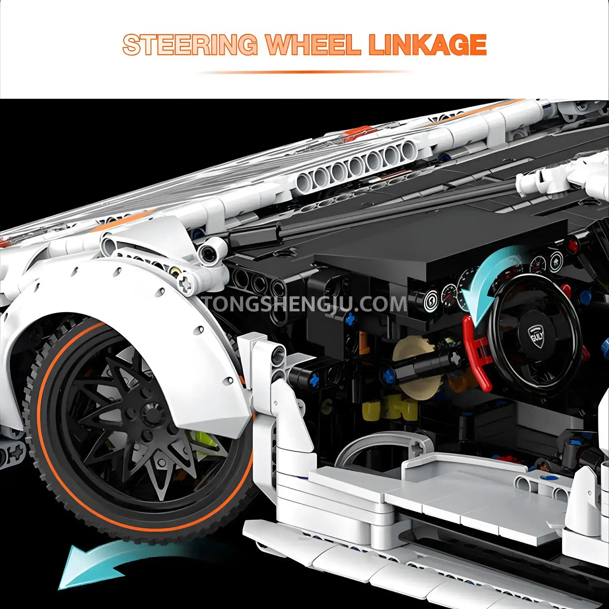 guly 10649 technic lamborghini lp5000 sports car building blocks set model car steering wheel linkage