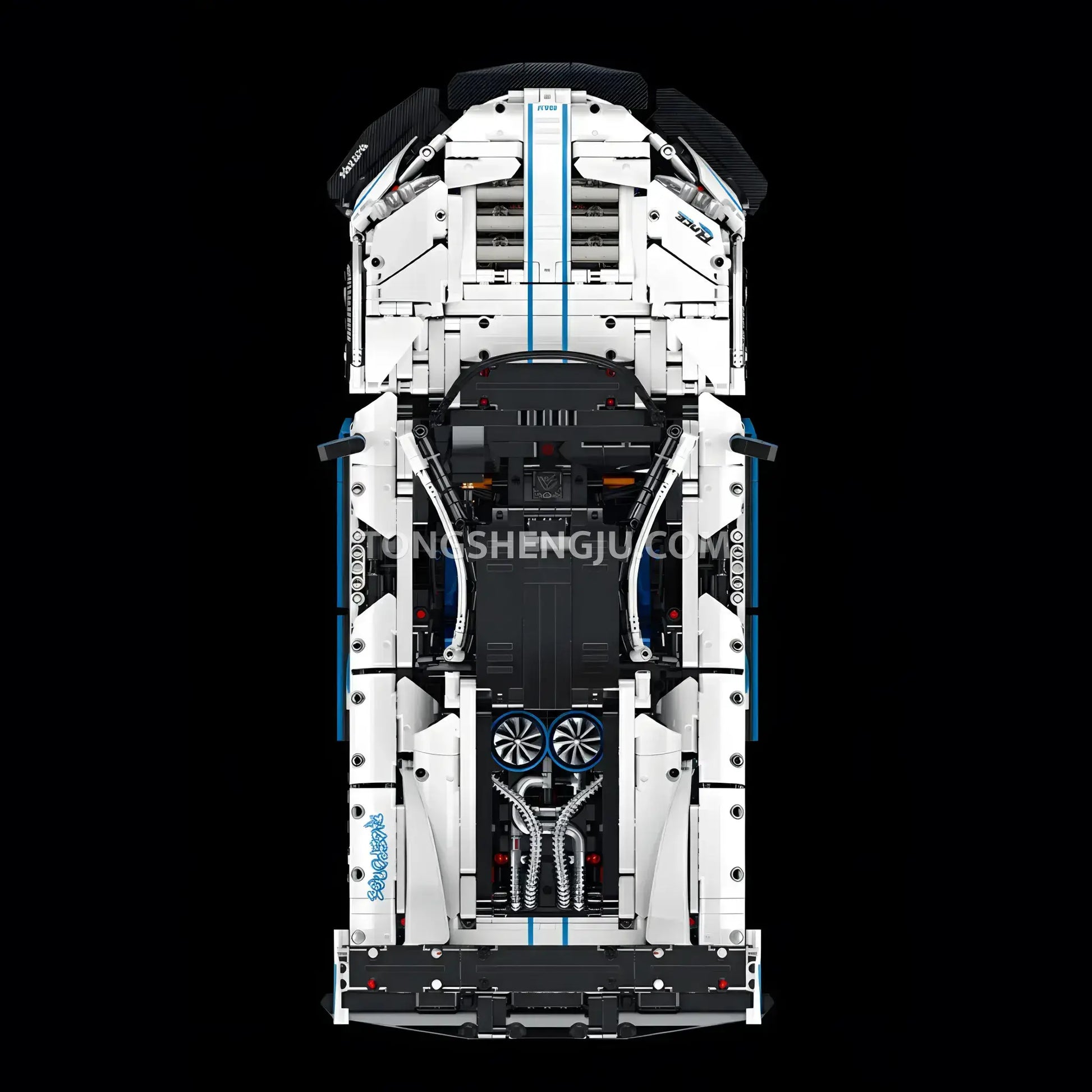 top view of guly technic 10652 mclaren p1 drift building set model car