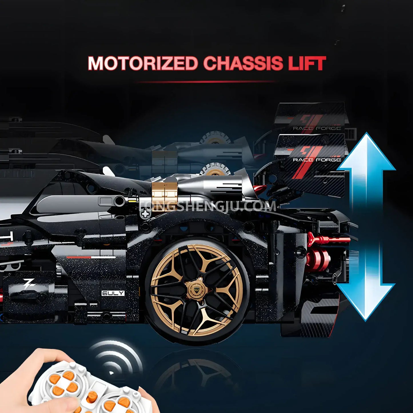 guly 10654 lambo millanio sports car building blocks set motorized chassis lift