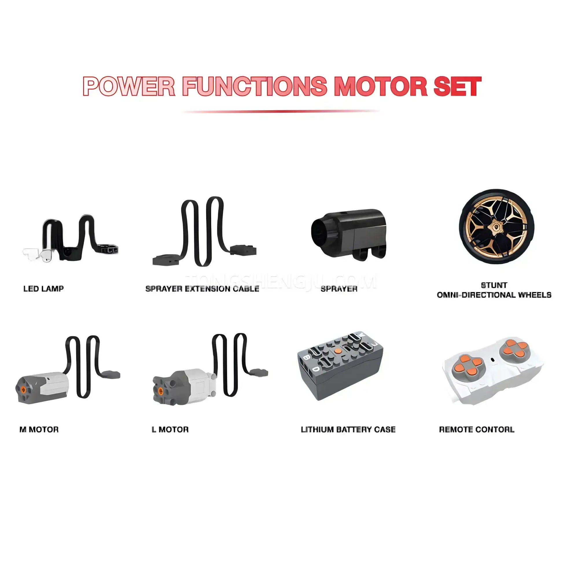 power functions motor set of guly 10654 lambo millanio sports car building blocks set 