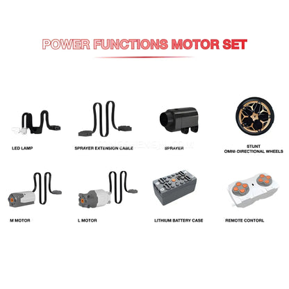 power functions motor set of guly 10654 lambo millanio sports car building blocks set 