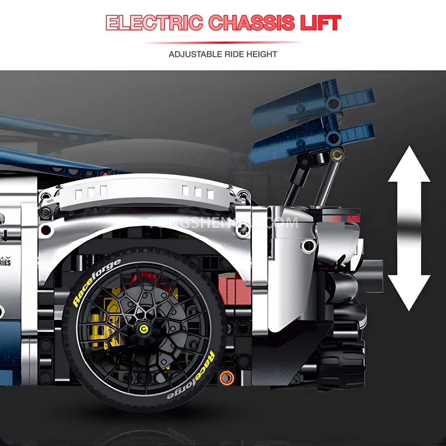 guly 10656 technic falali f8 sports car building set model car electric chassis lift