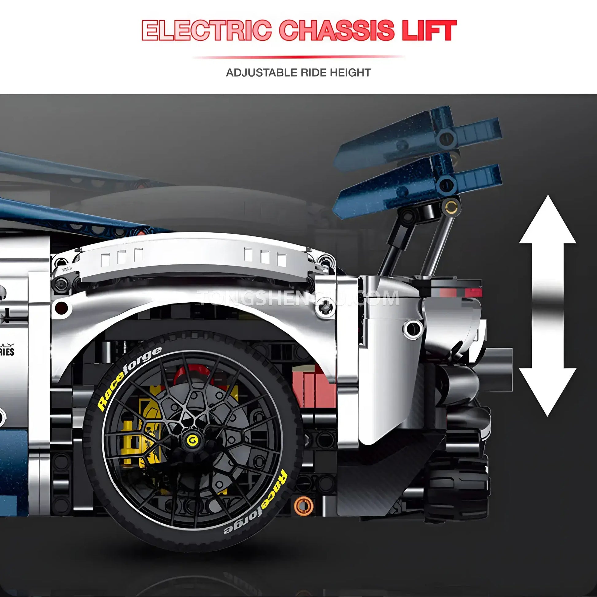 guly 10656 technic falali f8 sports car building set model car electric chassis lift