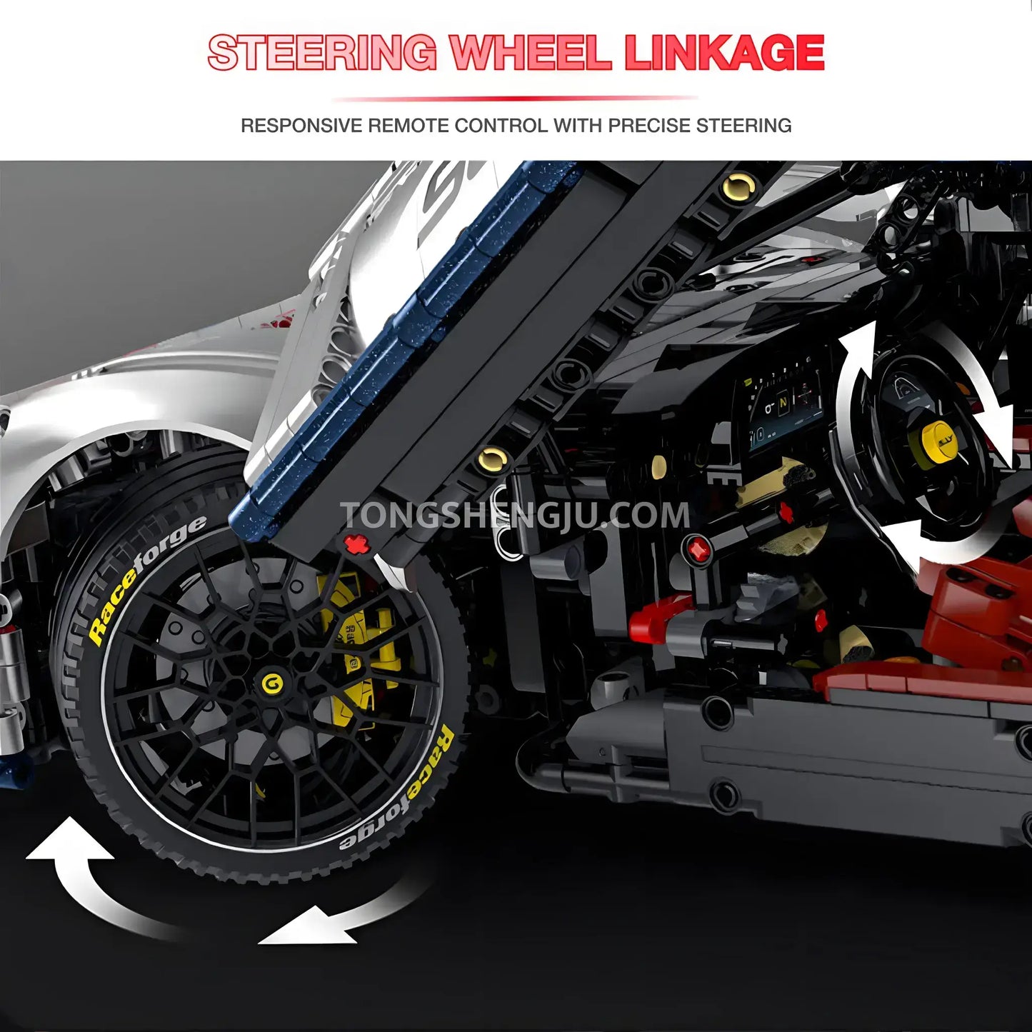 guly 10656 technic falali f8 sports car building set model car steering wheel linkage