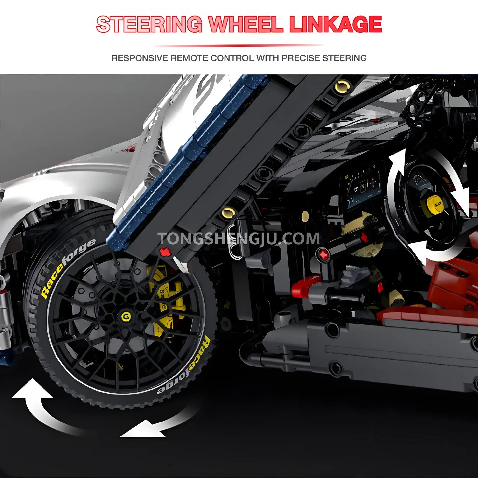 guly 10656 technic falali f8 sports car building set model car steering wheel linkage