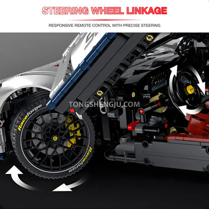 guly 10656 technic falali f8 sports car building set model car steering wheel linkage