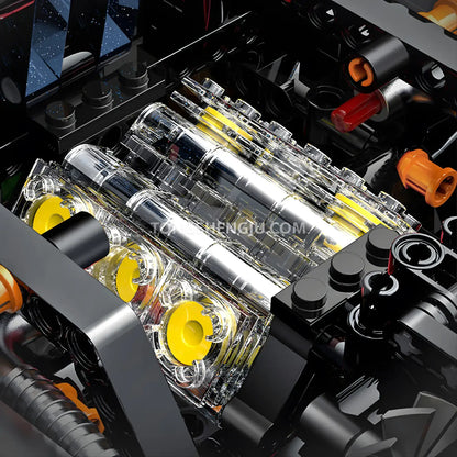 guly 10656 technic falali f8 sports car building set model car v6 engine 