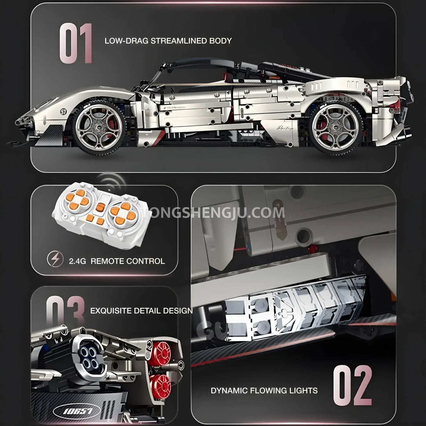 product details of  guly 10657 pagani utopia sports car building set model car 