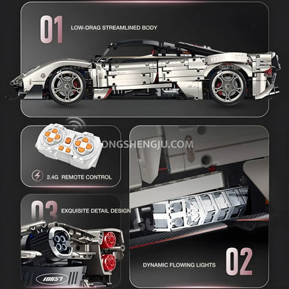 product details of  guly 10657 pagani utopia sports car building set model car 