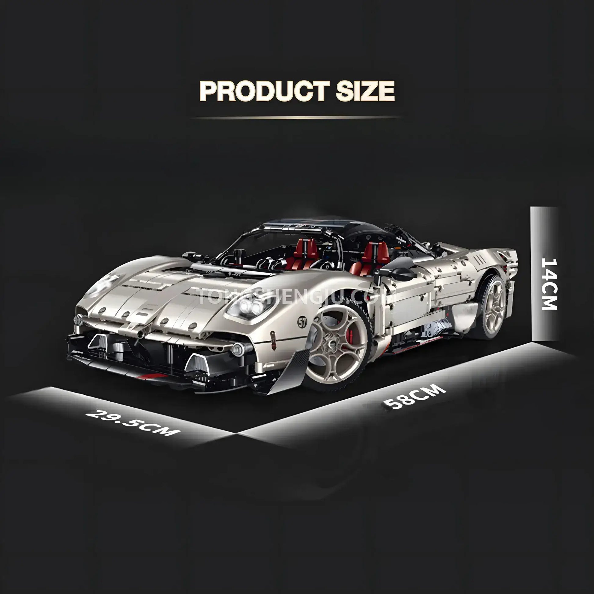 product size of  guly 10657 pagani utopia sports car building set model car 