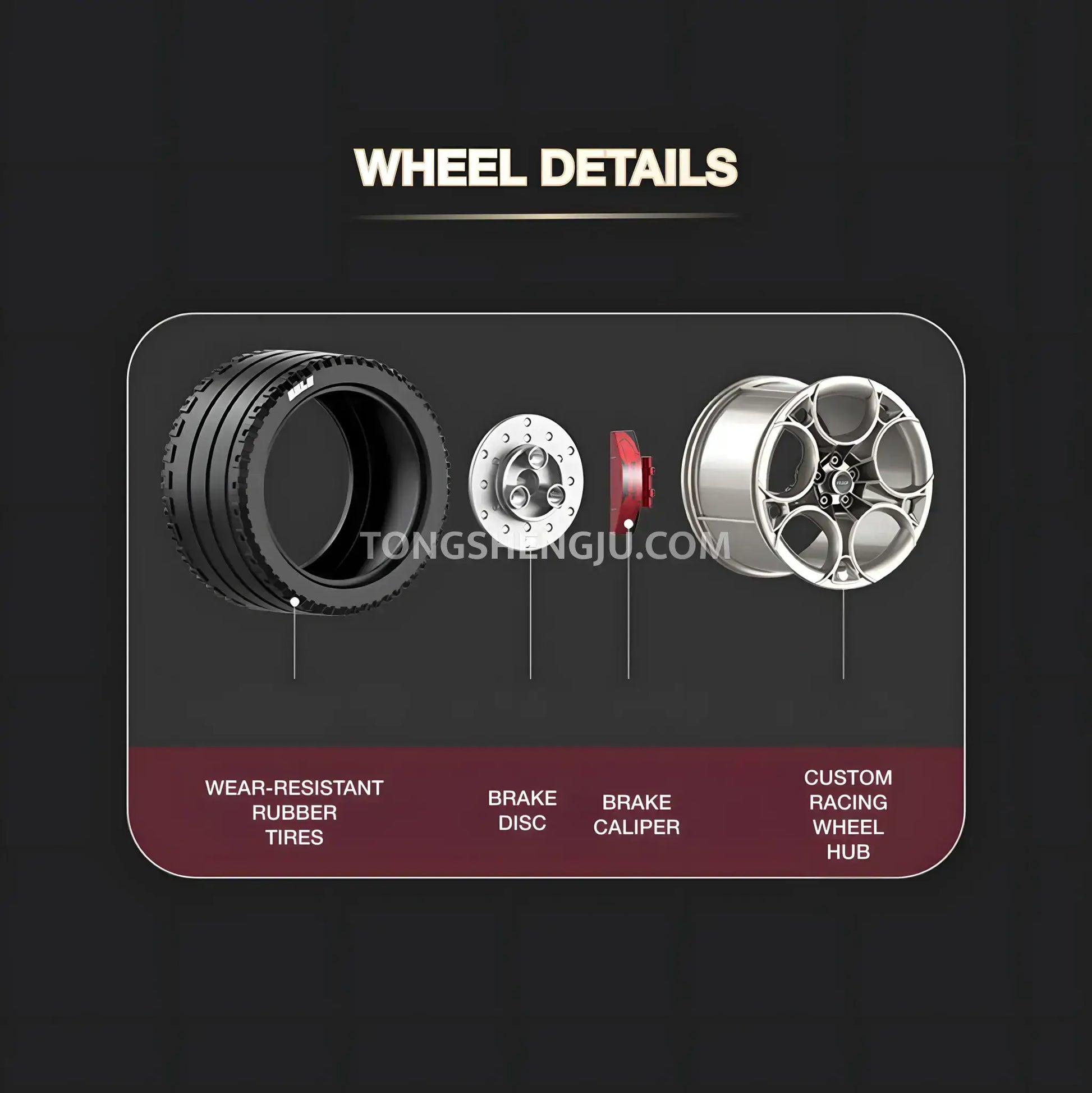 wheel details of guly 10657 pagani utopia sports car building set model car 