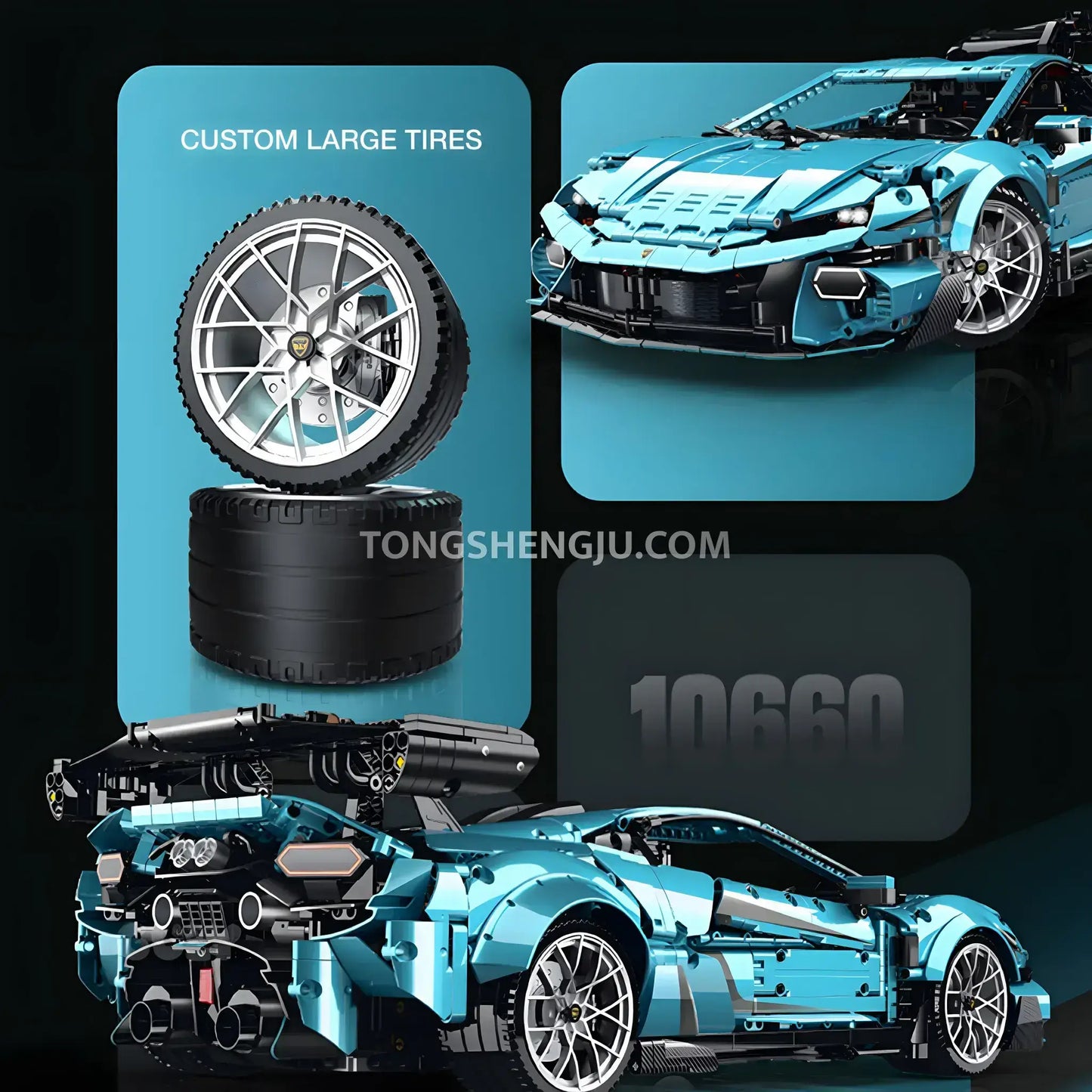 guly 10660 technic lamborghini huracan sports car building set model car custom large tires
