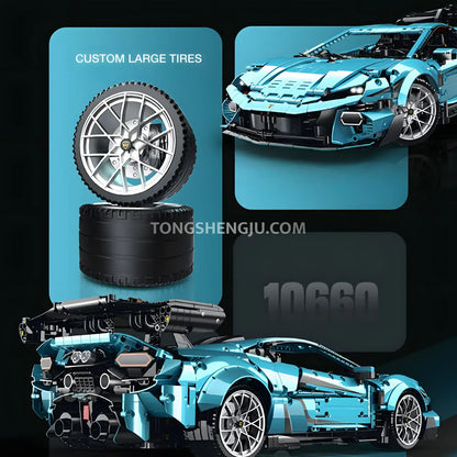 guly 10660 technic lamborghini huracan sports car building set model car custom large tires