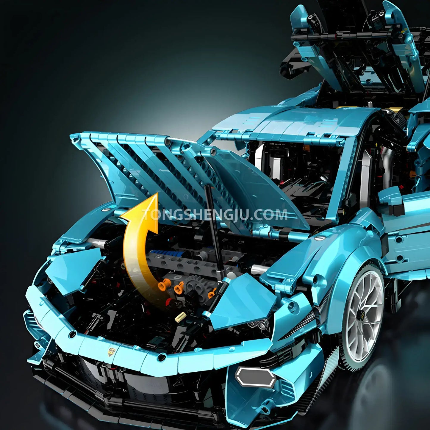 guly 10660 technic lamborghini huracan sports car building set model car openable engine bay cover