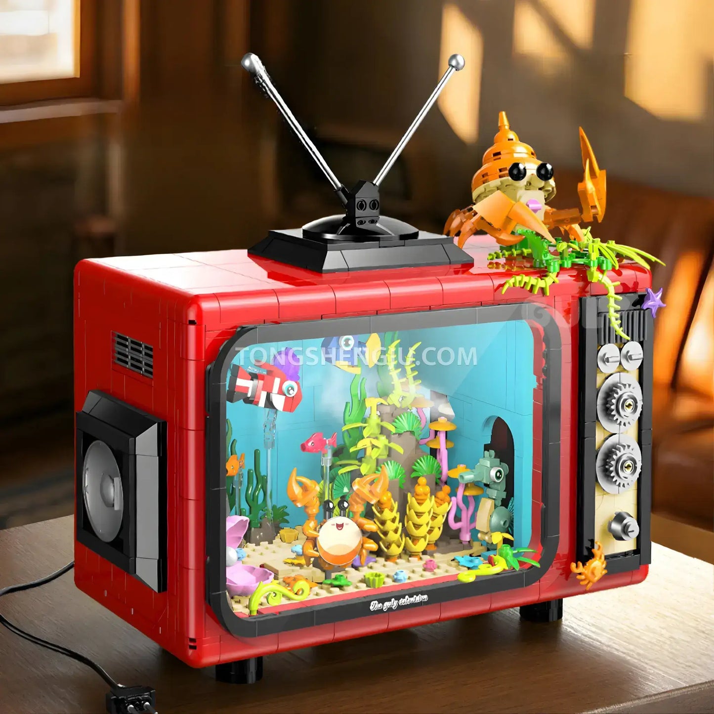 guly 60518 retro tv model game building set compatible with lego technic series