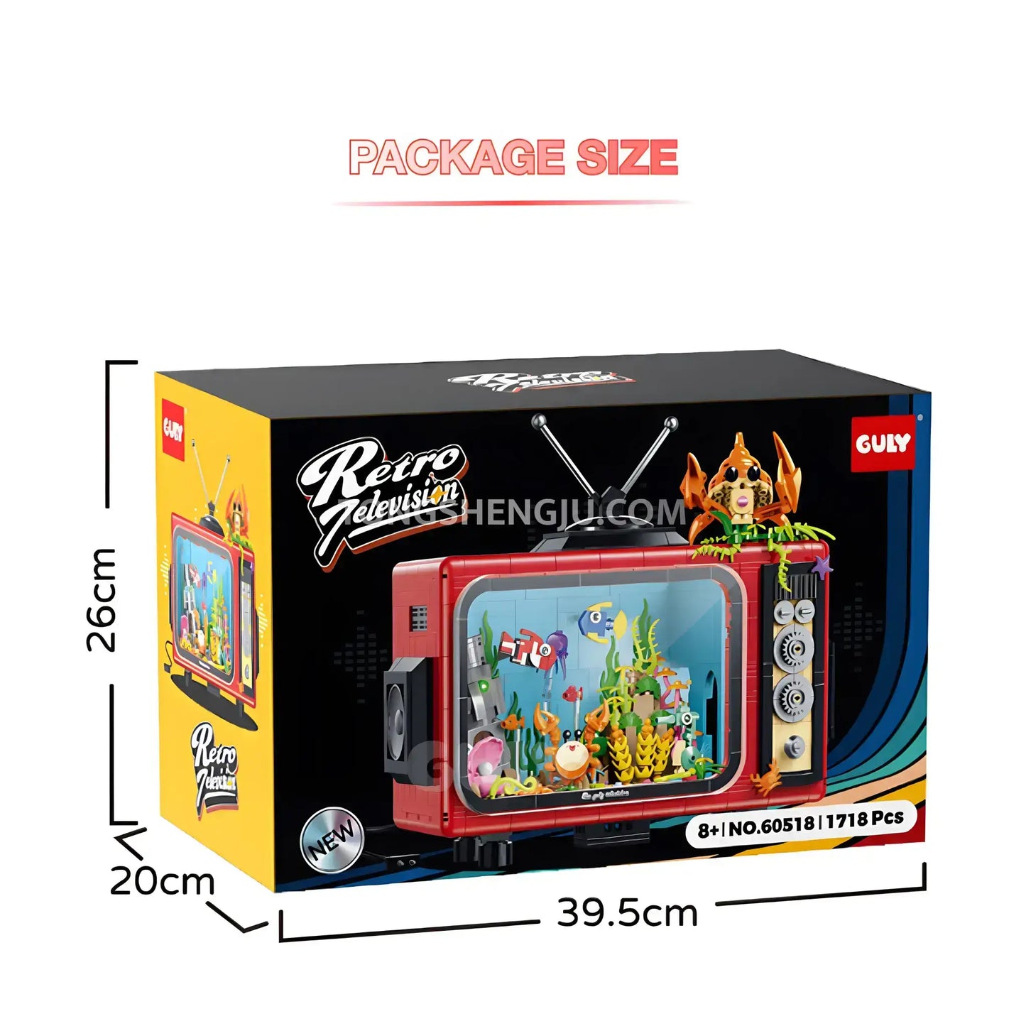 package size of guly 60518 retro tv model game building set