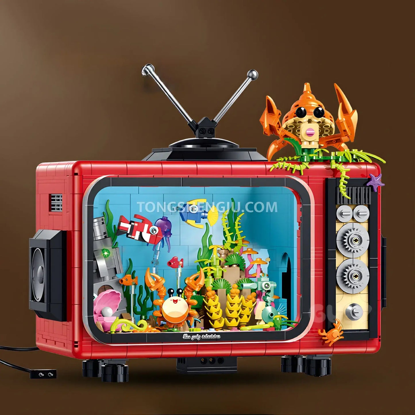 guly 60518 retro tv model game building set compatible with raceforge top speed series