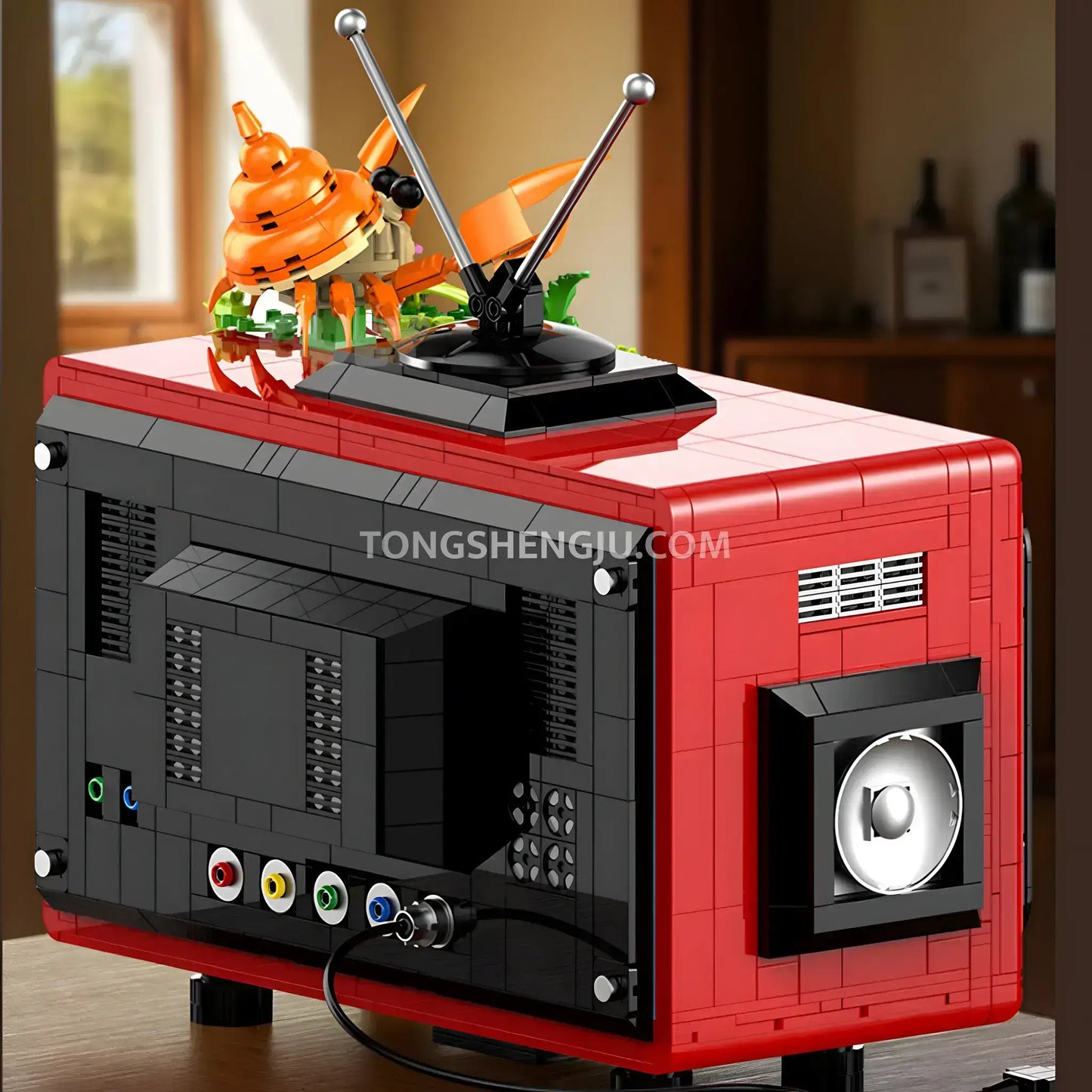 guly 60518 retro tv model game building set back panel