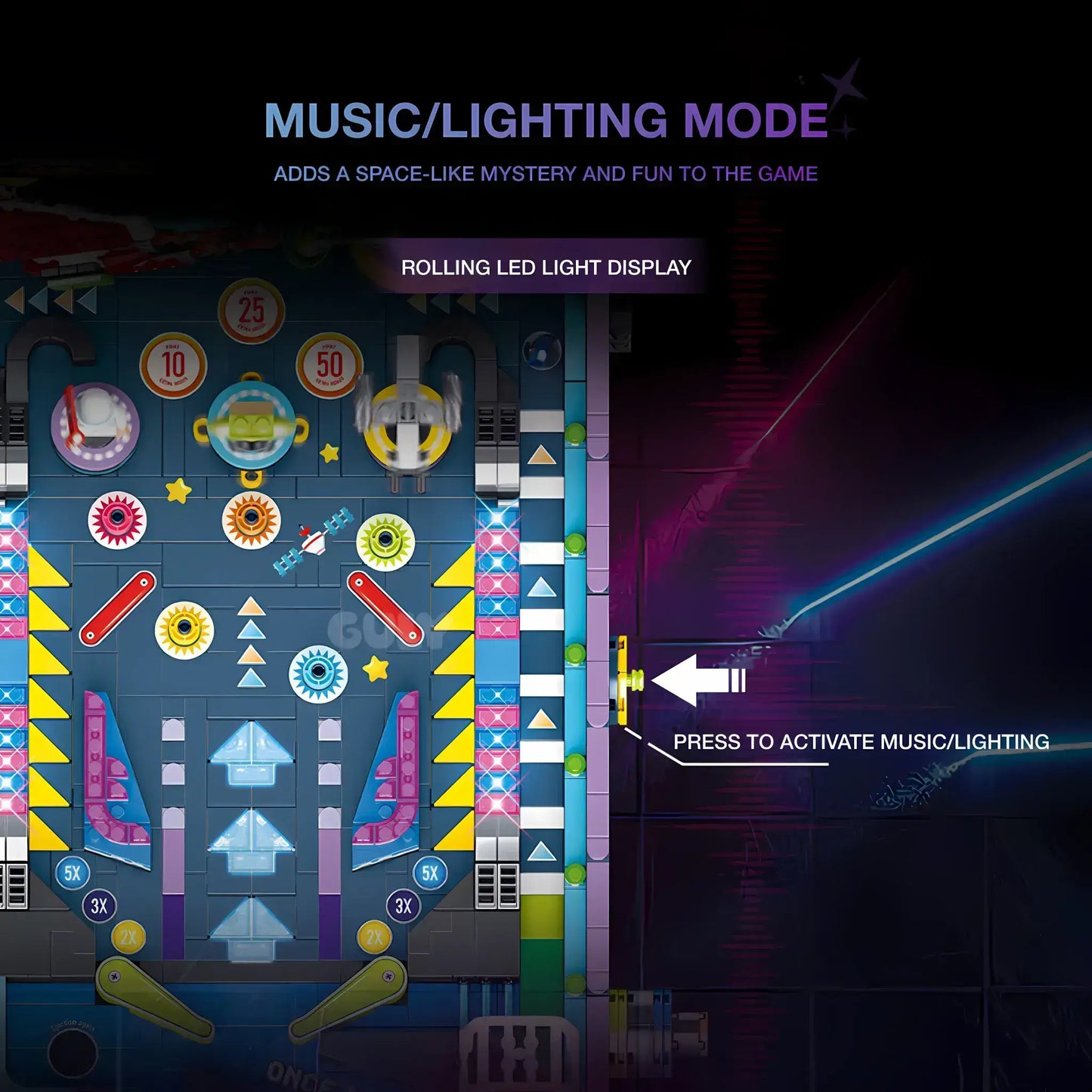 guly 60526 pinball game model mecha building blocks toy music and lighting mode