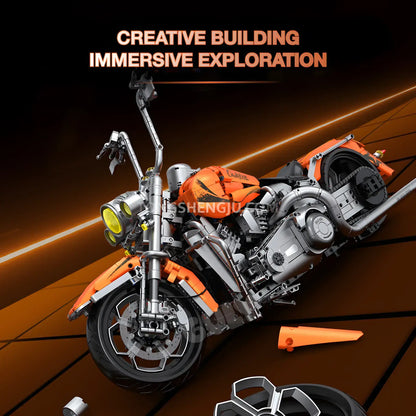 guly 60531 halei softail deluxe motorcycle building blocks set model creative building immersive exploration