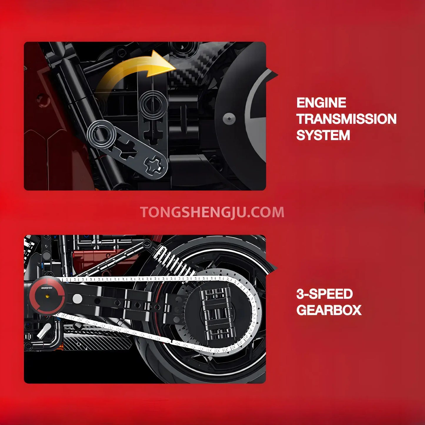 Tongshengju Technic Night Rod Motorcycle Building Blocks Set For Adults Collectible (1787PCS)